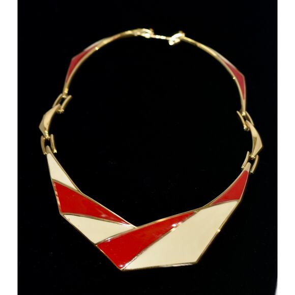 Monet Jewelry - MONET Vintage Enamel Art Deco Choker Collar Statement Necklace